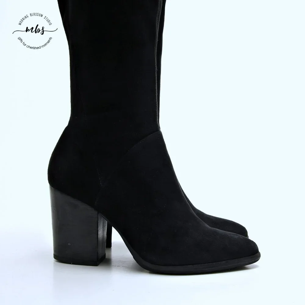 Marc Fisher LTD Larrine Pointed‎ Toe Over The Knee Boots Black Women Size 8.5
